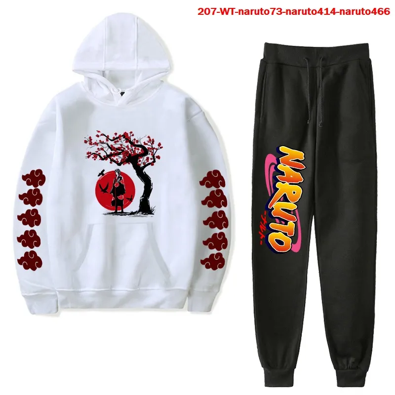 

Mens Clothes Pullovers Anime Japanese Naruto Itachi Men Tracksuits Hoodie Two Pieces + Pants Sports Shirt Fall Winter Track suit