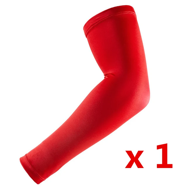 1 piece Red Спортивный баскетбольный рукав компрессионные гетры для езды на велосипеде налокотники защитный чехол налокотники поддержка для мужчин фитнес тренажерный зал - Цвет: 1 piece Red