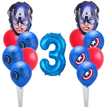 

Captain America Hero Latex Balloon Set Adult Kids Birthday Party Decoration Baby Shower Decor Aluminum Foil Balloons Air Globos