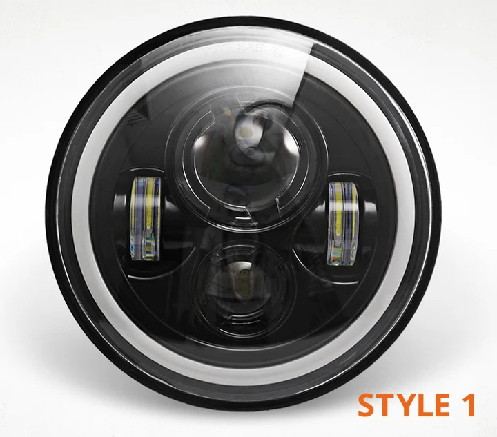 style 1 Partol 2 шт. 7 дюймов светодиодный фары лампы Halo угол глаза DRL светодиодный налобный фонарь 12 В для Wrangler JK 2 двери 2007 2008 2009 2010 2011 - Цвет: style 1