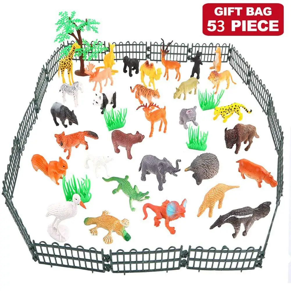 53Pcs/set Animal Toy Simulation Mini Jungle Dinosaur Wildlife Model Wild Zoo Plastic Collection Kids Model Action Character Toy 5