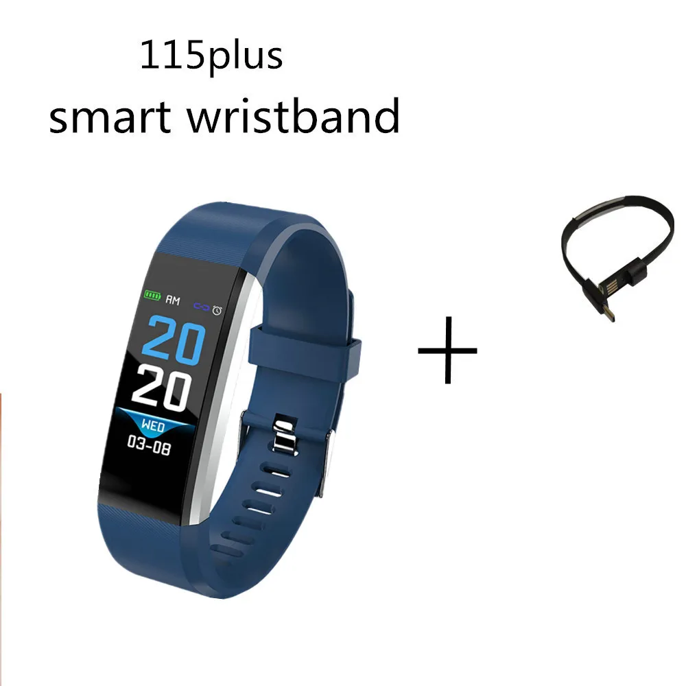 115plusonegifts Смарт-часы с Bluetooth, мужской браслет, измеритель пульса, кровяного давления, фитнес-трекер для Ios, Android, для xiaomi redmi iphone - Цвет: 115plusonegifts