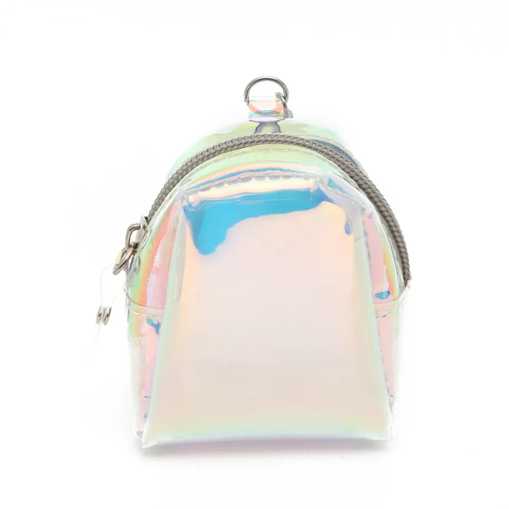 

Women Wallet Fashion Silver Keychain Bag Mini Zipper Wallets Coin PVC Laser Purse Clutch Lady