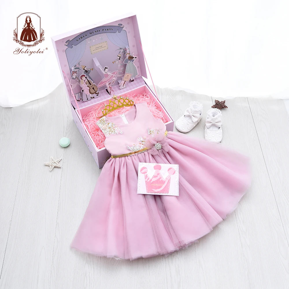 Yoliyolei Pink Color Tulle Baby Girl 