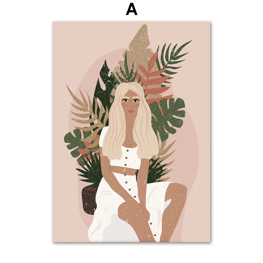 Abstract-Fashion-Vintage-Girl-Tiger-Plant-Wall-Art-Canvas-Painting-Nordic-Posters-And-Prints-Wall-Pictures (3)