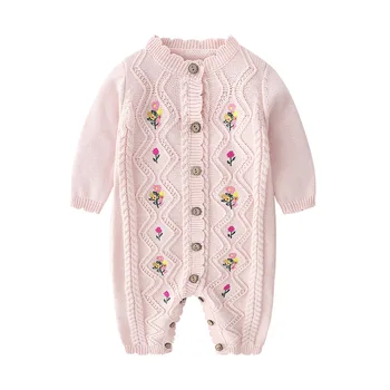 

Baby Rompers Long Sleeve Infant Kids Girls Jumpsuits Pajamas Autumn Winter Warm Knit Todder Overalls One Pieces Children Clothes