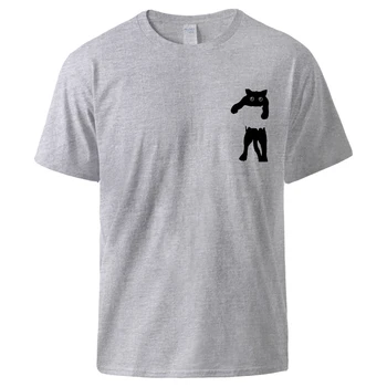 

Cartoon Cat In Pocket Design Top Animal Graphics Print T shirt Summer Short Sleeve Casual Top Pullover Male Simple Casual Tshirt
