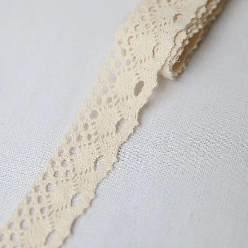 3-7CM Beige White Embroidery Lace DIY Handmade Wedding Party Craft Gift Packing Patchwork Cotton Crocheted Lace Ribbon 5Yards