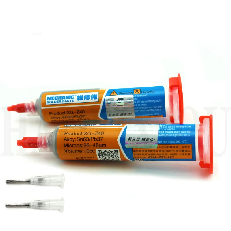 2 шт. 10CC механик олова XG-z40 флюс паяльной пасты Sn63/Pb37 25-45um шприц для PCB SMD мобильный