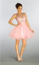 

free shipping 2018 crystal beaded elegant formal gowns party prom gown short pink blue tulle vestido de noiva bridesmaid dresses