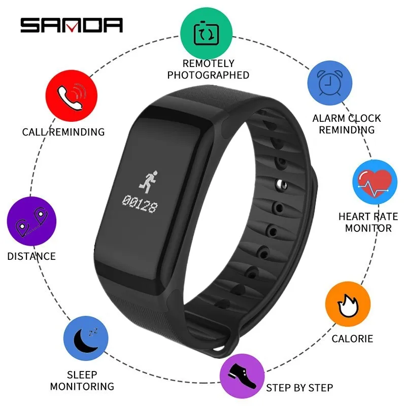 SANDA F1 Smart Watch Men Sports Bluetooth Step Heart Rate Monitor Touch Screen Smartwatch Women Bracelet Watches for Android IOS |