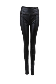 

Sexy Ladies High Waist Wet Look Faux Leather Leggings Pants Tights - Matt black L