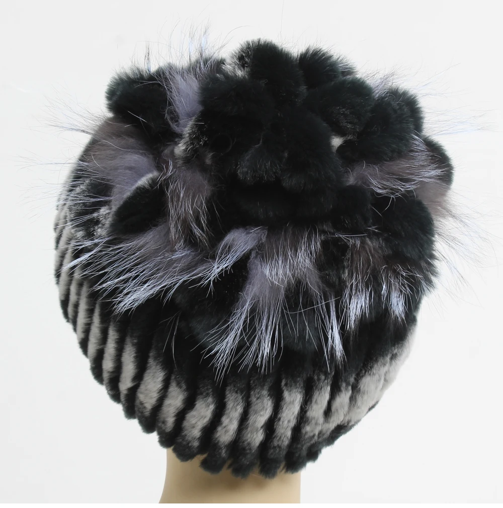 Зимняя женская шапка Настоящий мех кролика женские теплые шапки из меха кролика рекс модный бренд натуральный мех кролика шапка