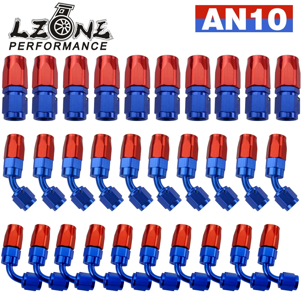 

20 Pieces AN10 Oil Fuel Swivel Hose Anoized Aluminum Straight Elbow 45 180 Degree Hose End Oil Fuel Reusable Fitting