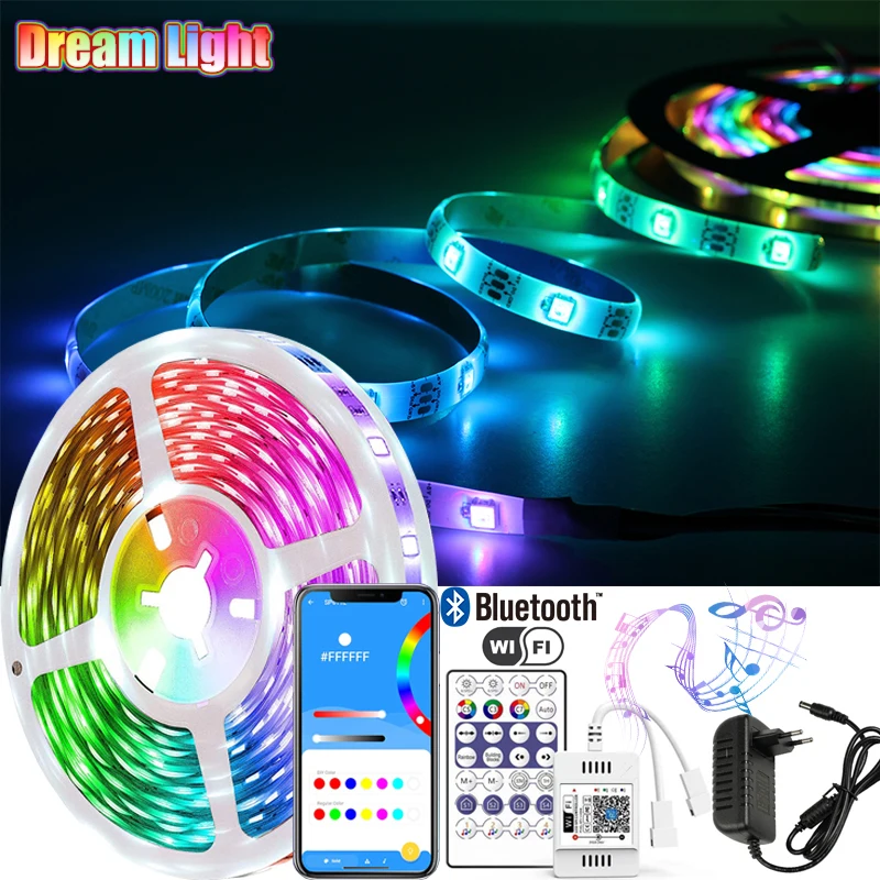 Светодиодная лента Dream Color Lights RGBIC WS2811 RGB 5050 Bluetooth управление музыкой через