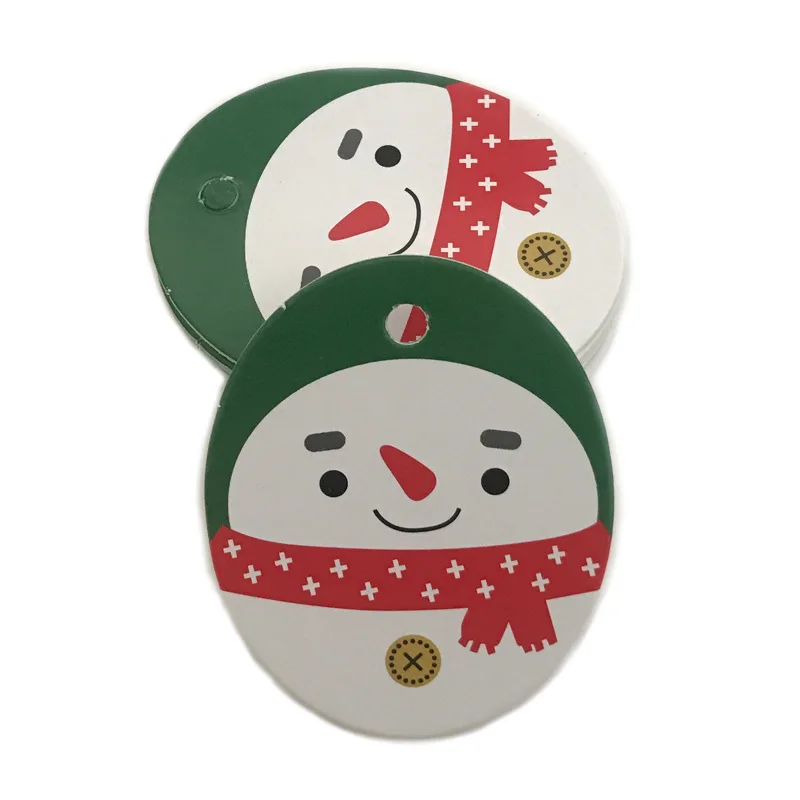 Этикетка для открыток, 50 шт., сделай сам, крафт, Рождественская елка, форма, бирка, для рождественской вечеринки, декоративные подарочные бумажные карточки, бирка, бумага для рукоделия, 5,5*5,4 см D2 - Цвет: scarf snowman