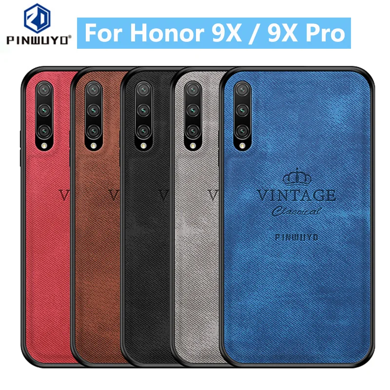

Honor 9X PINWUYO VINTAGE Case for Huawei Honor 9X Pro TPU Soft Edge PC Cloth Hard Mobile Phone Back Case Cover