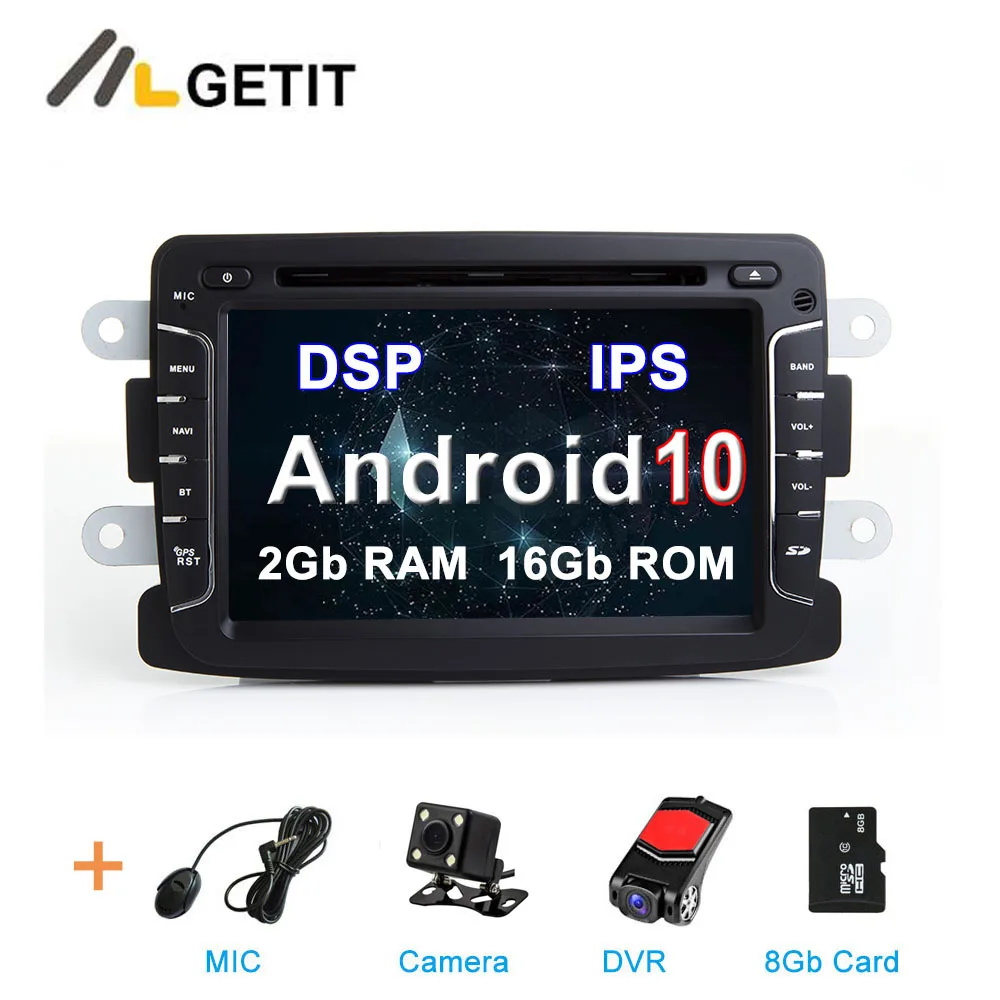 Ips экран Android 10 dvd-плеер для Dacia Renault Duster Logan Sandero с wifi BT gps Радио стерео - Цвет: 2G CAMERA-DVR-SD-DSP