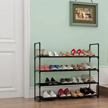 

4 Layers Metal Shoes Rack Home Assemble Modern Strong Bearing Storage Shelf