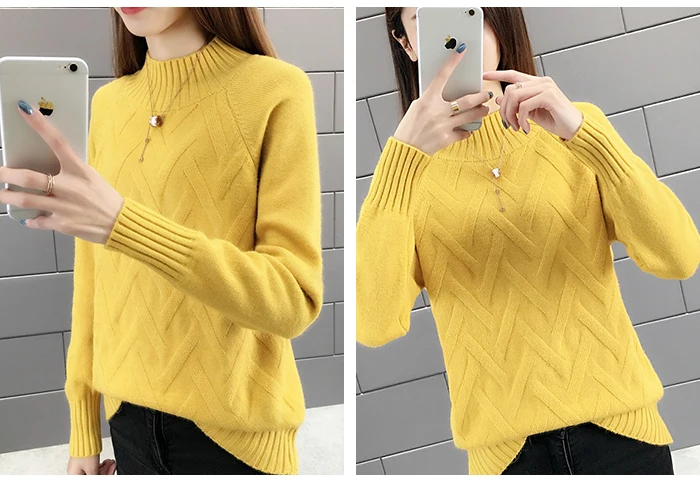 TIGENA Fall Winter Pullover Sweater Women Long Sleeve Turtleneck Sweater Female Korean Yellow Blue Green Warm Jumper Women