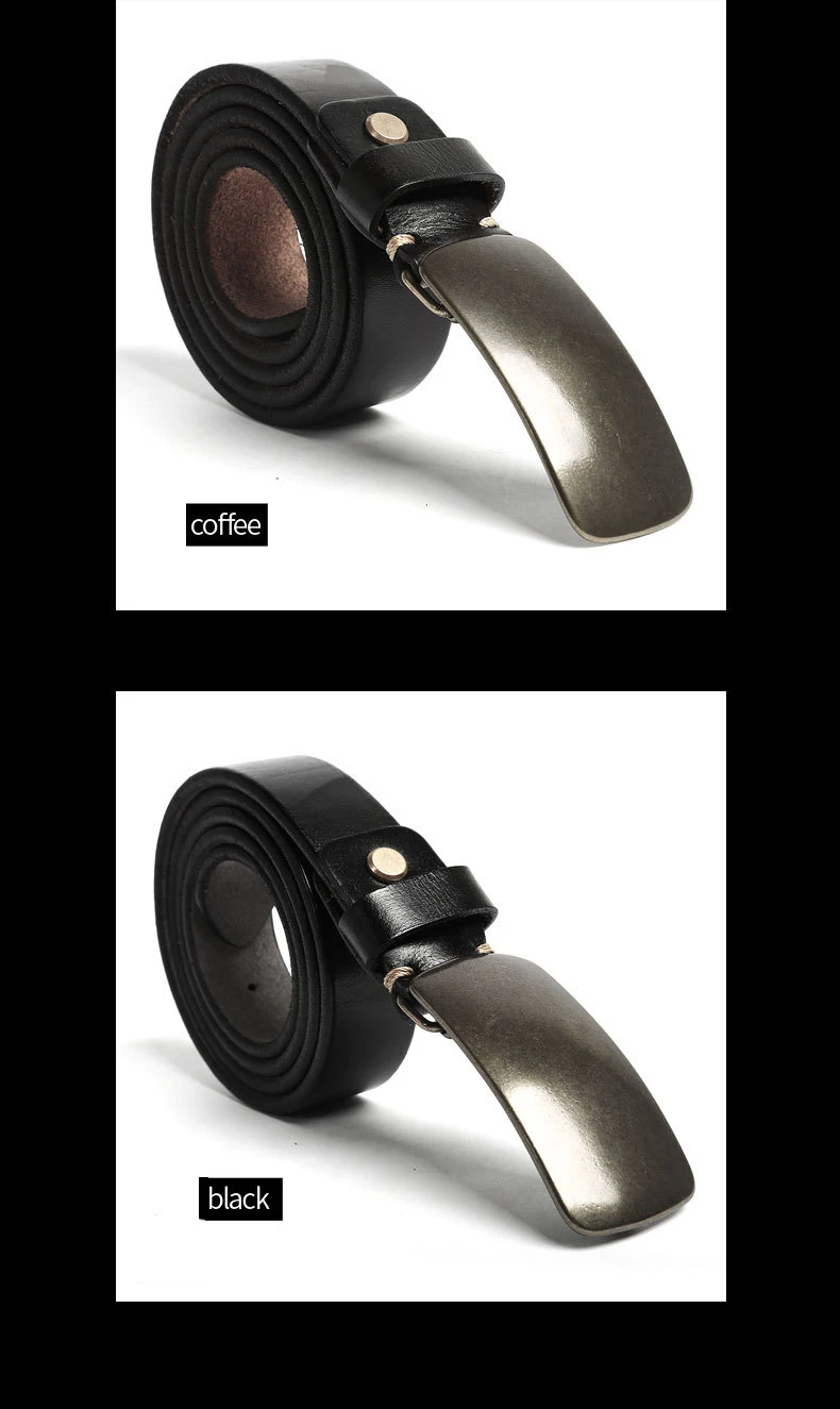 Deepeel 1pc 3.8cm*120cm Top Cow Genuine Leather Men Belts Copper Smooth Buckle Girdle Decorative Youth Jeans Waistband YK746