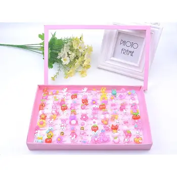 

Hot Sale Mixed Color lovely Rings Children's Day Jewelry Plastic Kids Ring for Girls with Different Style Animal Fruit as Gifts