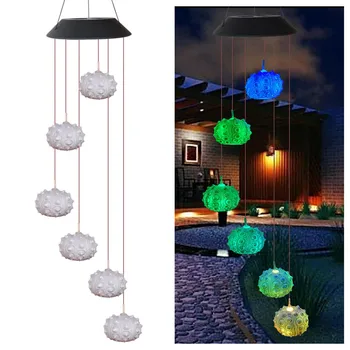 

Color-Changing LED Solar Powered Sea Urchin Wind Chime Lights Yard Garden Decoration Convenience practical fashion Leisure