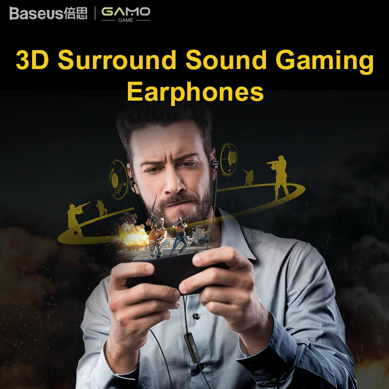 Baseus H08 3D аудио hi-fi Игровые наушники для PS4 Xbox 3,5 мм разъем Проводные Игровые наушники с HD микрофоном для PUBG Overwatch