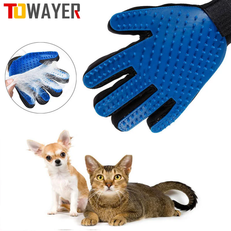Guantes de aseo de mascotas Deshedding guantes para cepillar eficaz limpieza masaje Animal Baño de pelo de gato perro peines