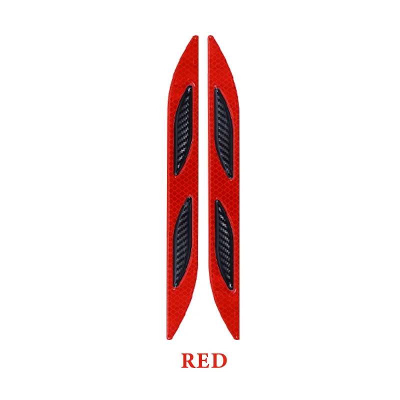 2 шт. Автомобильный багажник бампер светоотражающие полосы Предупреждение Передние Задние светоотражающие ленты Анти-столкновения углеродного волокна автомобиля Стайлинг Декор - Цвет: Красный