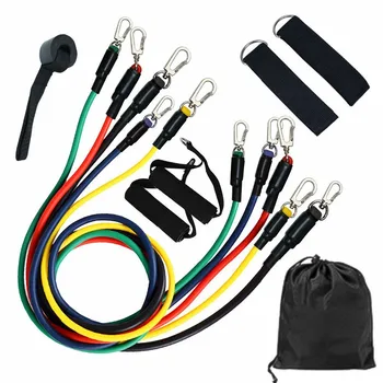 

11pcs Sports Pull Rope Set Elastic Resistance Bands Fitness Rope Body Exercise Fitness Equipment Home Indoor Training Pull Ropes