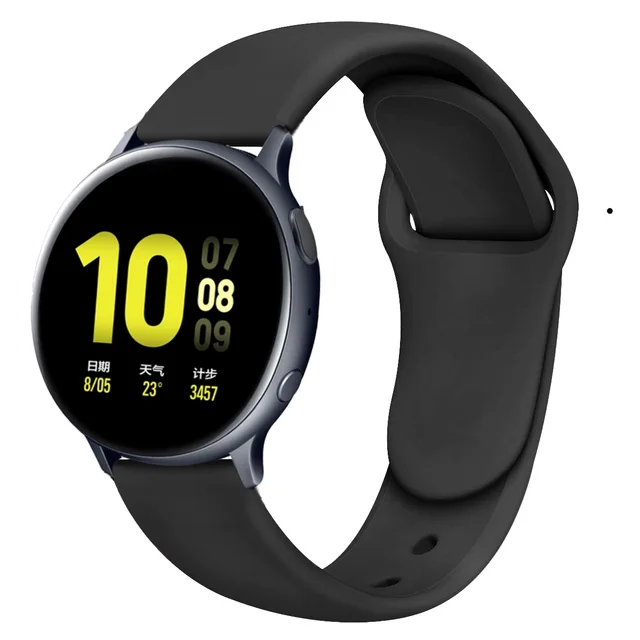 20/22mm Watch band For Samsung Active 2 44mm 42mm/46mm Gear S3 Silicone bracelet amazfit GTS/GTR Huawei wtach GT 2/2e/pro strap Black