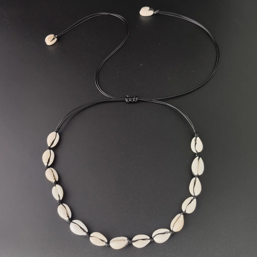 2020 Hot Conch Shell Black White Rope Necklace Ladies Summer Beach Shell Collar Boho Beaded Necklace Handmade Collar Female
