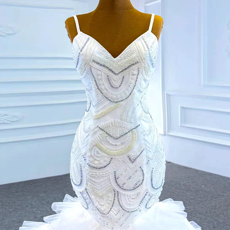 J67123 Jancember Crystal Mermaid Wedding Dress 2021 Spaghetti Straps Sleeveless Plus Size Bridal Gowns 6