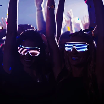 

LED Glasses Light Up Glasses Shutter EL Wire Neon Rave Glasses Flashing LED Sunglasses for Halloween Christmas Birthday Party
