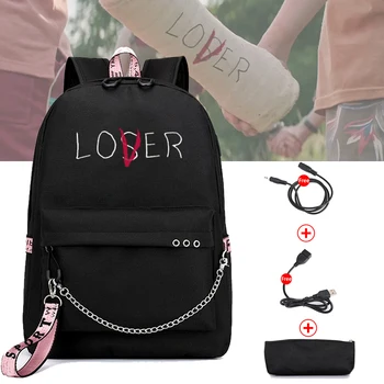 

Lover Loser Large School Bags for Teenage Girls Usb Charging Backpack Women Book Bag Big High School Bag Youth Leisure Cool