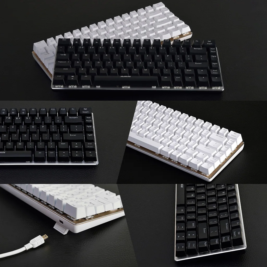 AJAZZ RGB Mechanical Keyboard Mini 82 Keys Layout Blue Black Switches Wired PORTABLE 82 KEYS LAYOUT Mechanical Keyboard