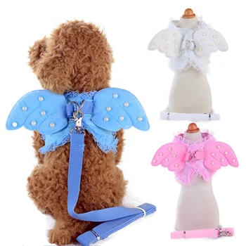 

Pet Small Dog Harness Leash Beautiful Angel Wing Puppy Leads Escape-Proof Harness for Cats Rabbit Chihuahua Pug