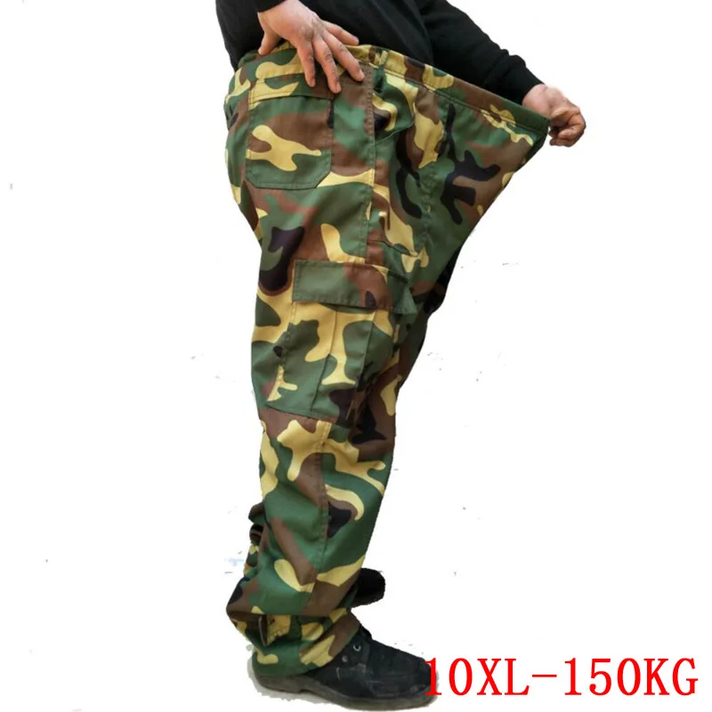 

Large size men's pants camouflage elastic band 7XL 8XL 9XL plus size 10XL summer loose army green plus size pants sport 50 52