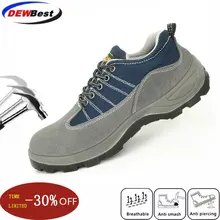 Dewbest/мужские модные кожаные весенние рабочие ботинки с стальным носком больших размеров Нескользящие рабочие ботинки на платформе