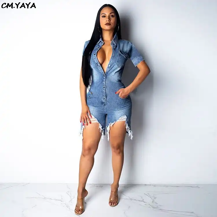 denim button up jumpsuit