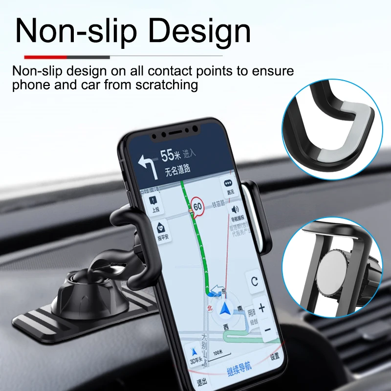 XMXCZKJ Dashboard Mount Phone Holder in Car Flexible Clip Double 360 Degree Stand Bracket Support For 4 to 6.5 inch Mobile phone