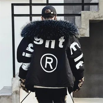 

2020 NEW Men Winter Thick Fur Collar Hooded Parkas Jacket Male Streetwear Hip Hop Punk Cotton Padded Coat Fashion Overcoat M--XL
