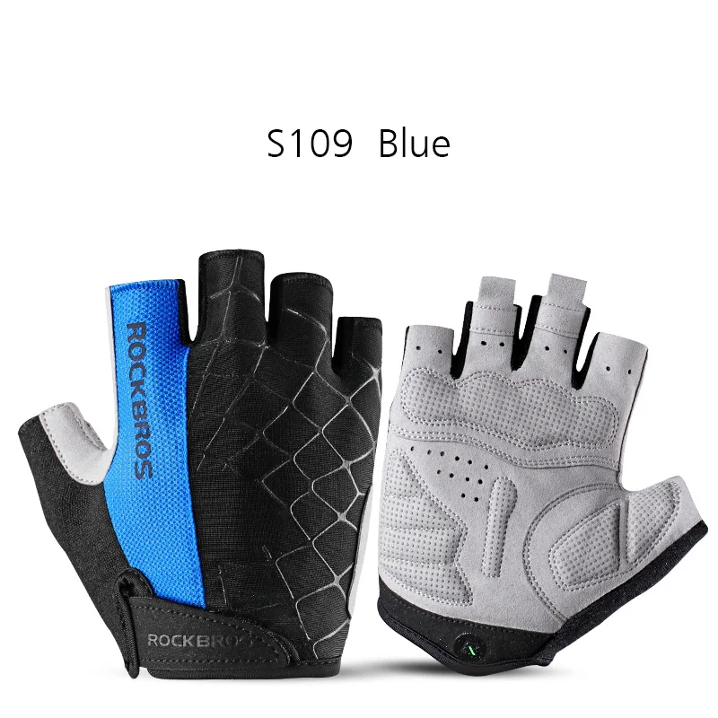 ROCKBROS Pro велосипедные перчатки с открытыми пальцами гелевые подушечки противоударные Мужские Женские весенне-летние спортивные Нескользящие перчатки Guantes Ciclismo - Цвет: S109-Blue