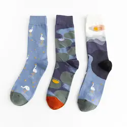 1 пара индивидуальных креативных трендовых цветных Хлопковых Носков художественные дизайнерские носки в британском стиле с изображением
