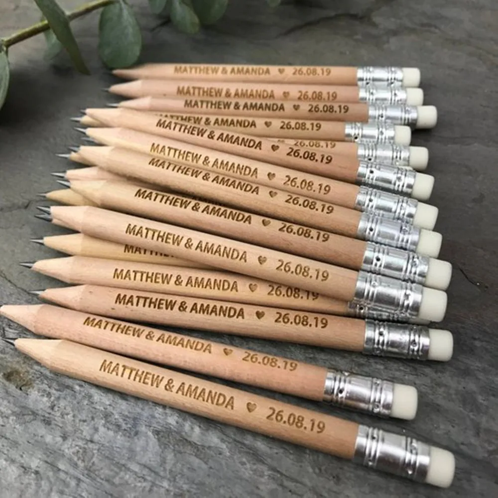 20pcs Personalized Wooden Wedding Guest Book Pencil Save The Date Invitations Rustic Decor | Дом и сад