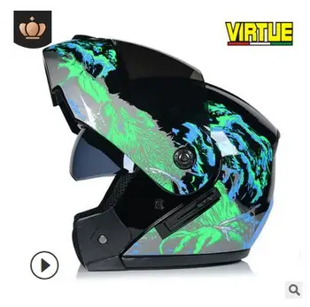 

2018 New Flip Up Racing helmet Modular Dual lens Motorcycle Helmet full face Safe helmets Casco capacete casque moto