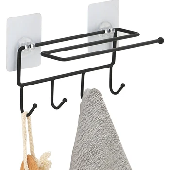 

Creative bathroom shelf wall hanging towel rack suction cup free punching rack hanging LO4261410