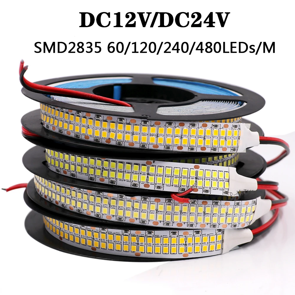 

5M SMD2835 LED Strip DC12V 24V Led Tape Light Flexible Rope Light 60/120/240/480LEDs/M Waterproof Led Stripe Decoration Lamp