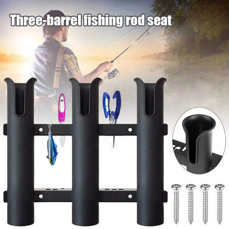 Plastic 3 Tube Fishing Rod Holder Rack Storage Rest Bracket Socket JT-889
